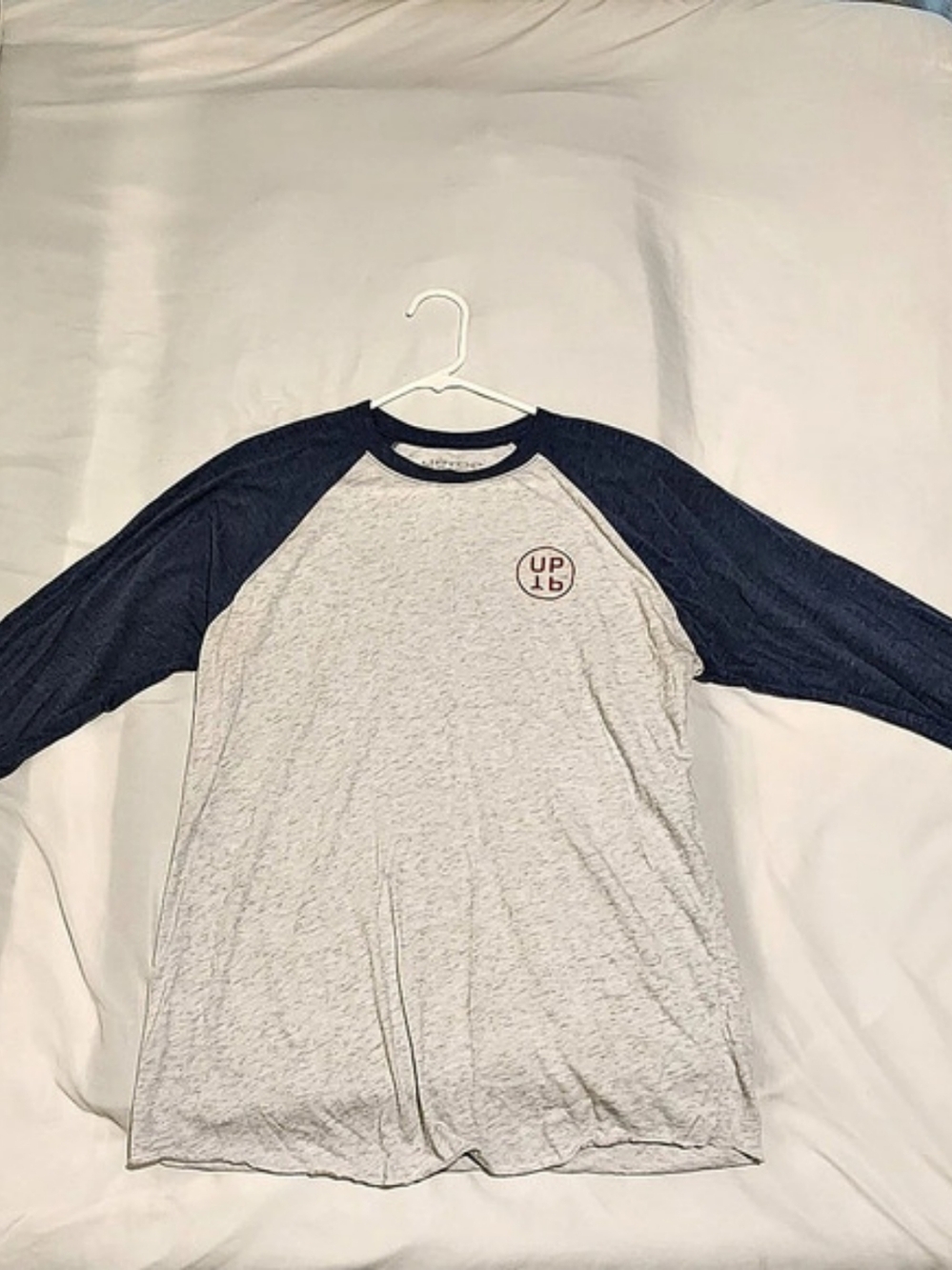 Life is Good Gray & Blue Raglan Long Sleeve Tee